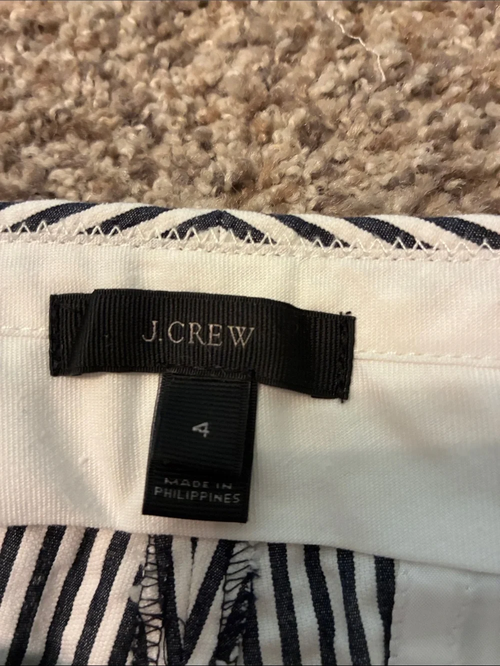 J. Crew Navy and White Striped Women's Trousers